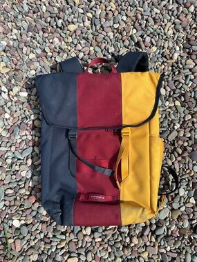 Timbuk2 Colorblock Navy, Maroon & Yellow Roll-Top Backpack